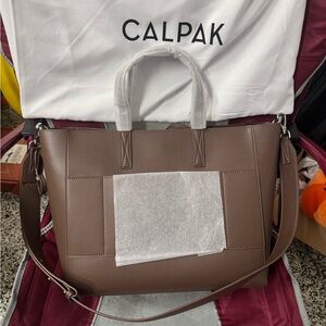 Calpak Chocolate Brown Tote Bag - 15” Haven Laptopn bag with removable insert
